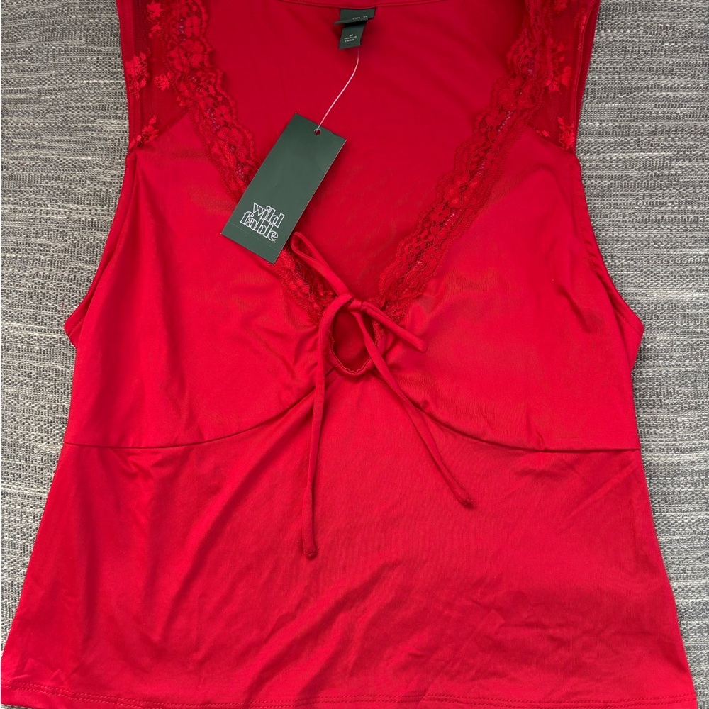 Wild Fable Scarlet Lace Detail Top